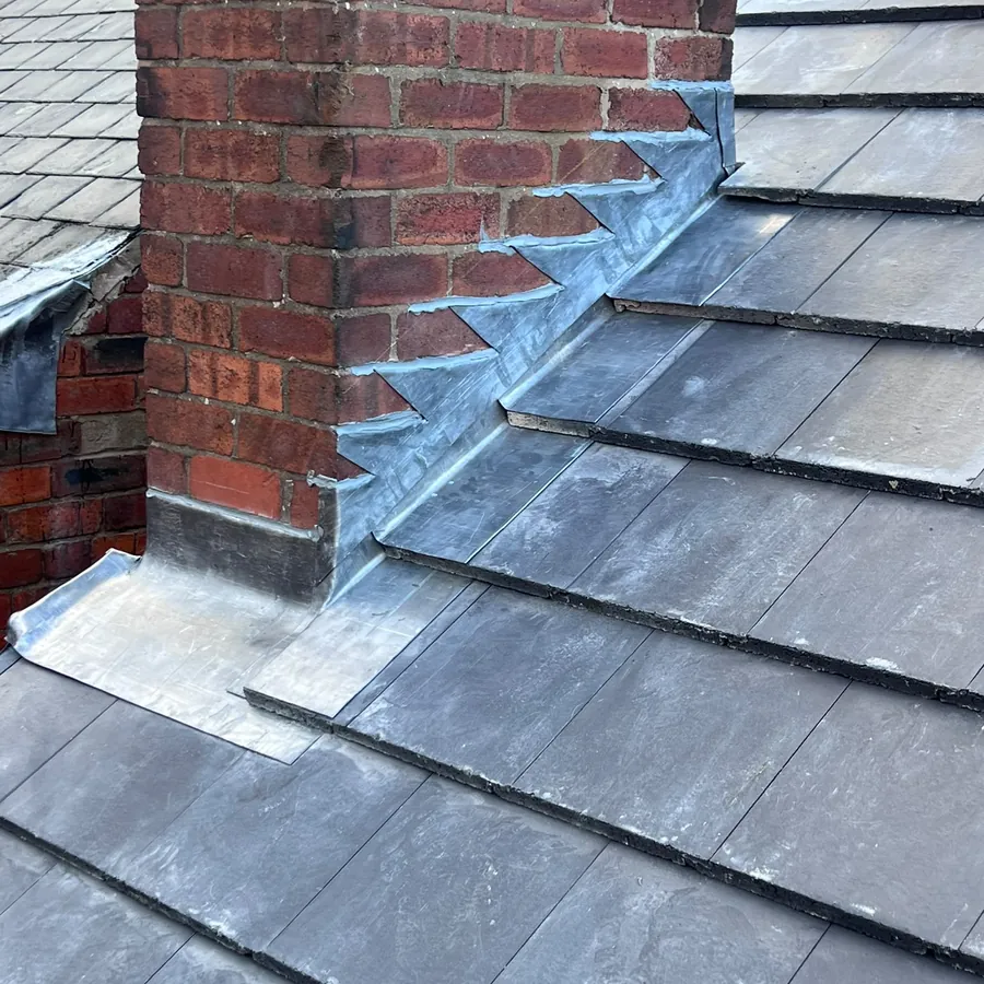 New stepped lead flashing around a chimney