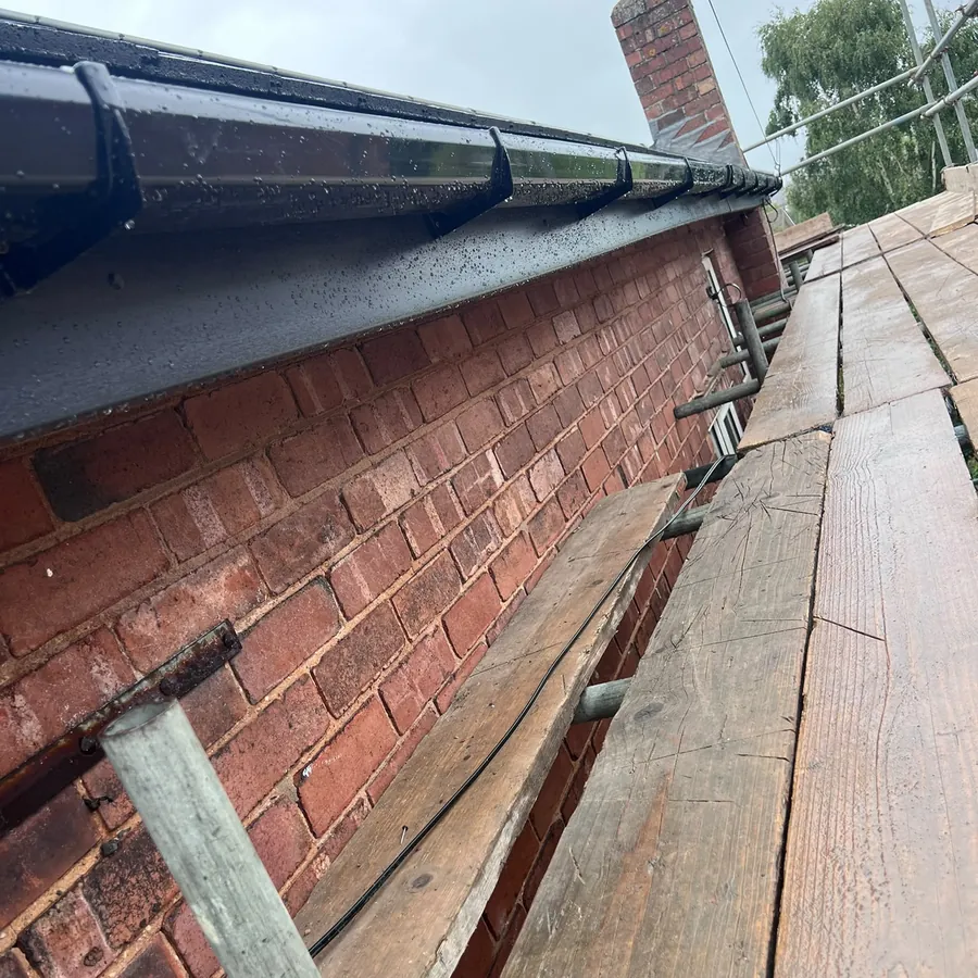New guttering fitted from the scaffold
